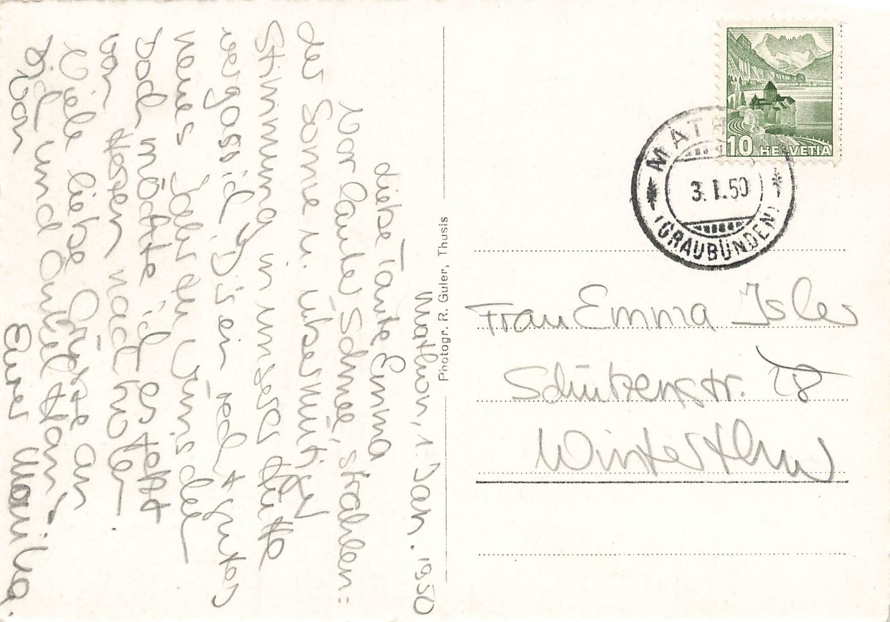 Cartoline postali: Ansichtskarte Mathon Skigebiet Beverinhütte – Usato da Schwyz venduto da Seffi56 1