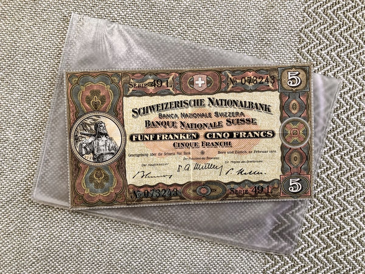 Banconote: Alte Schweizer 5 Franken Banknote von 1951 – Usato da Zürich venduto da katix