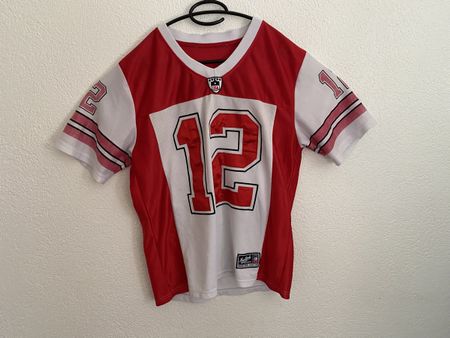 Maillot de Football Américain BRADY 12 rouge blanc taille XL