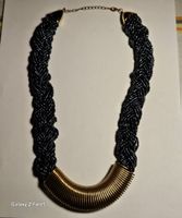 Elegante Statement Kette Perlenkette Schwarz Vintage Look
