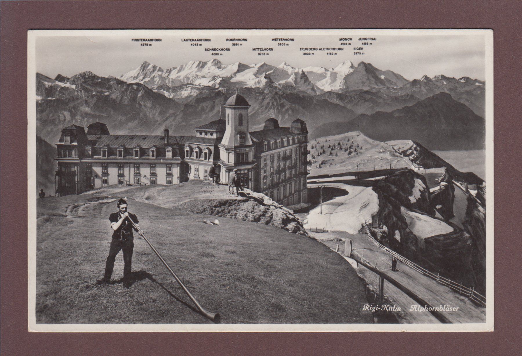 Cartoline postali: RIGI-KULM - Alphornbläser - 1938 – Usato da Pully venduto da nicecards