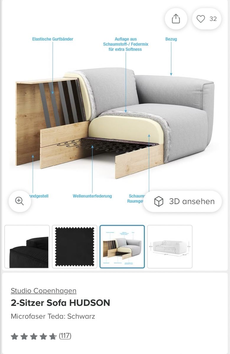 Sofas: 2-Sitzer Sofa Studio Copenhagen Microfaser Schwarz – Gebraucht aus Madetswil von VLZH 5