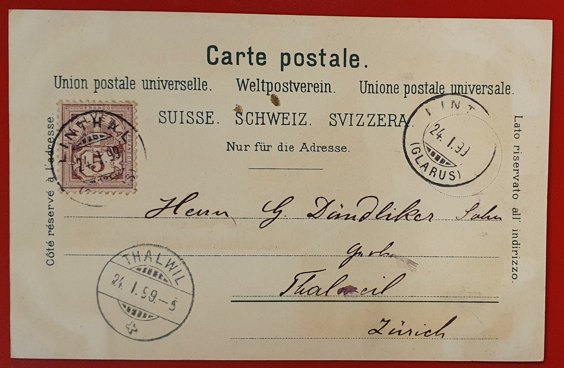 Cartoline postali: Gruss vom Linthal 1899 – Usato da Kreuzlingen venduto da Rschweiz1 1