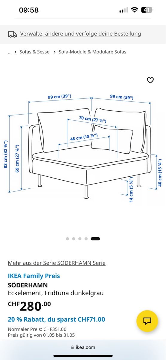 Divani: IKEA Söderhamn Ecksofa, dunkelgrau, sehr bequem! – Usato da Zug venduto da ber_h2rs 9