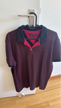 Tommy Hilfiger Poloshirt Grösse L Dunkelrot mit Pünktchen