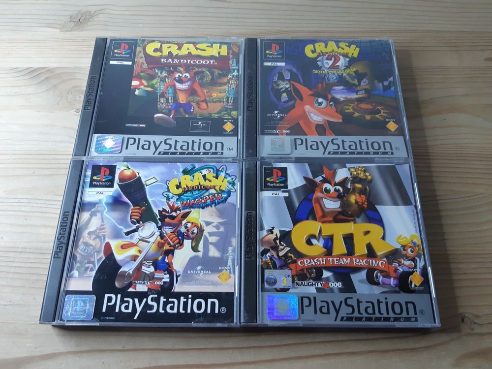 Crash Bandicoot 1,2,3 + Racing + Carnival Per PS1 - Lotto 5 Giochi Giapponesi NTSC-J Testati