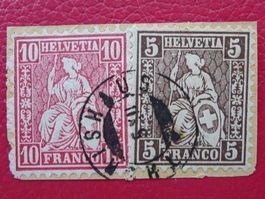 SITZENDE: Nr.30+38 mit Zwergstempel THÖRISHAUS (BE)