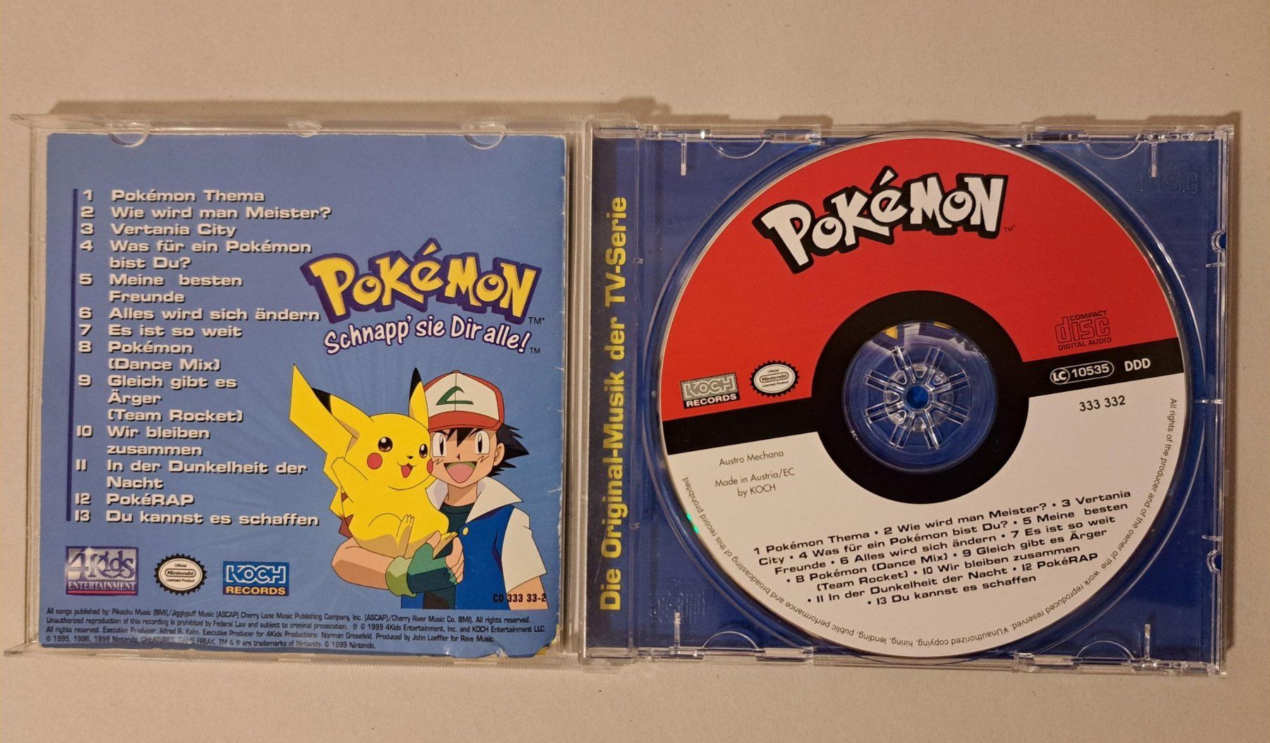CD: Pokémon - Schnapp' Sie Dir Alle! CD Koch-Records, 1999 – Usato da Basel venduto da Patiscat 1
