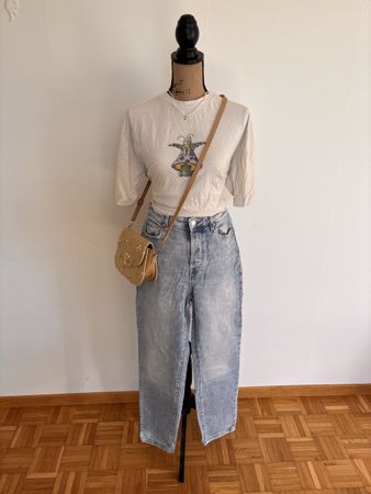 Cooles Vintage T-Shirt mit Pilzfee-Motiv, Grösse L