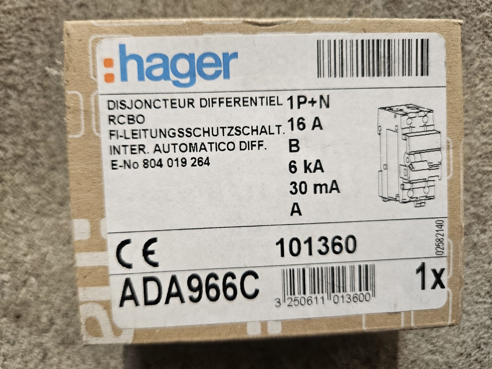 Hager Interruttori: disjoncteur FI B16A ADA 966C – Nuovo e nell'imballaggio originale da Onnens FR venduto da YNM90 1