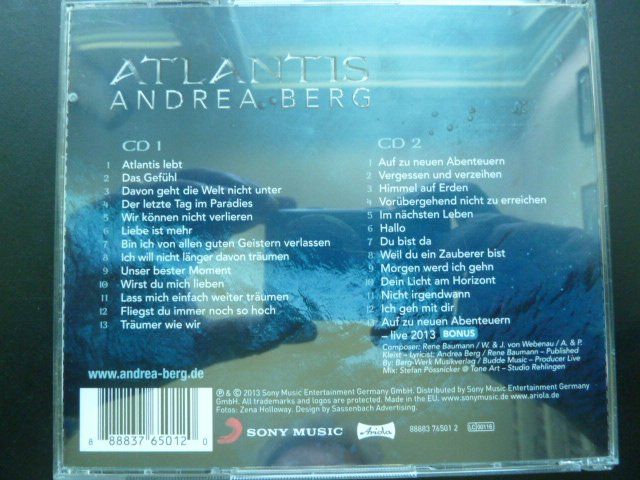 CD: Andrea Berg - Atlantis  (2 CD's) – Usato da Au ZH venduto da sikoku 2