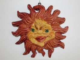 Wandmaske Sonne 22x22cm - Italienische Keramik aus Seminara