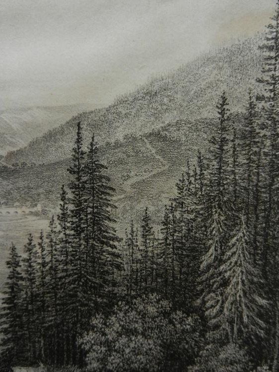 Incisioni: Blick auf Val Orbe Lithographie – Usato da Risch venduto da Antikfee 8