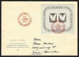 1945, W23, Block Basel auf illustr. Brief (15238)