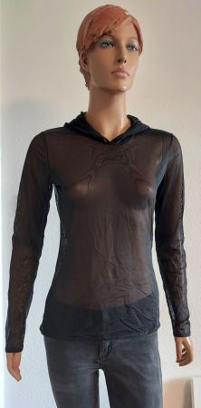 DANSHIRT Netz-Shirt mit Kapuze, transparent, Gr. S