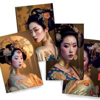 Japanische Geisha DS0134 ⚡️ Set mit 4 Kunstdrucken à 20x30cm