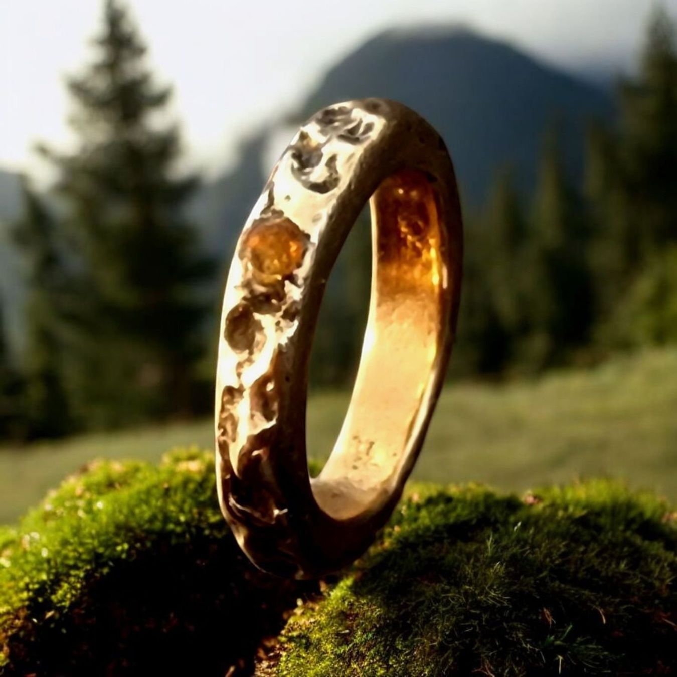 Anelli: Wilder Ring Bronze & Bernstein,  Gr. 51 – Nuovo e nell'imballaggio originale da Aarau venduto da Schmuckhoehle_MD 7