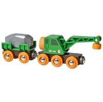 BRIO 33698 Grüner Kranwagen mit Anhänger
