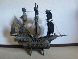 Schiff Modell Holz schwarz Pirates Black Pearl gross Antik