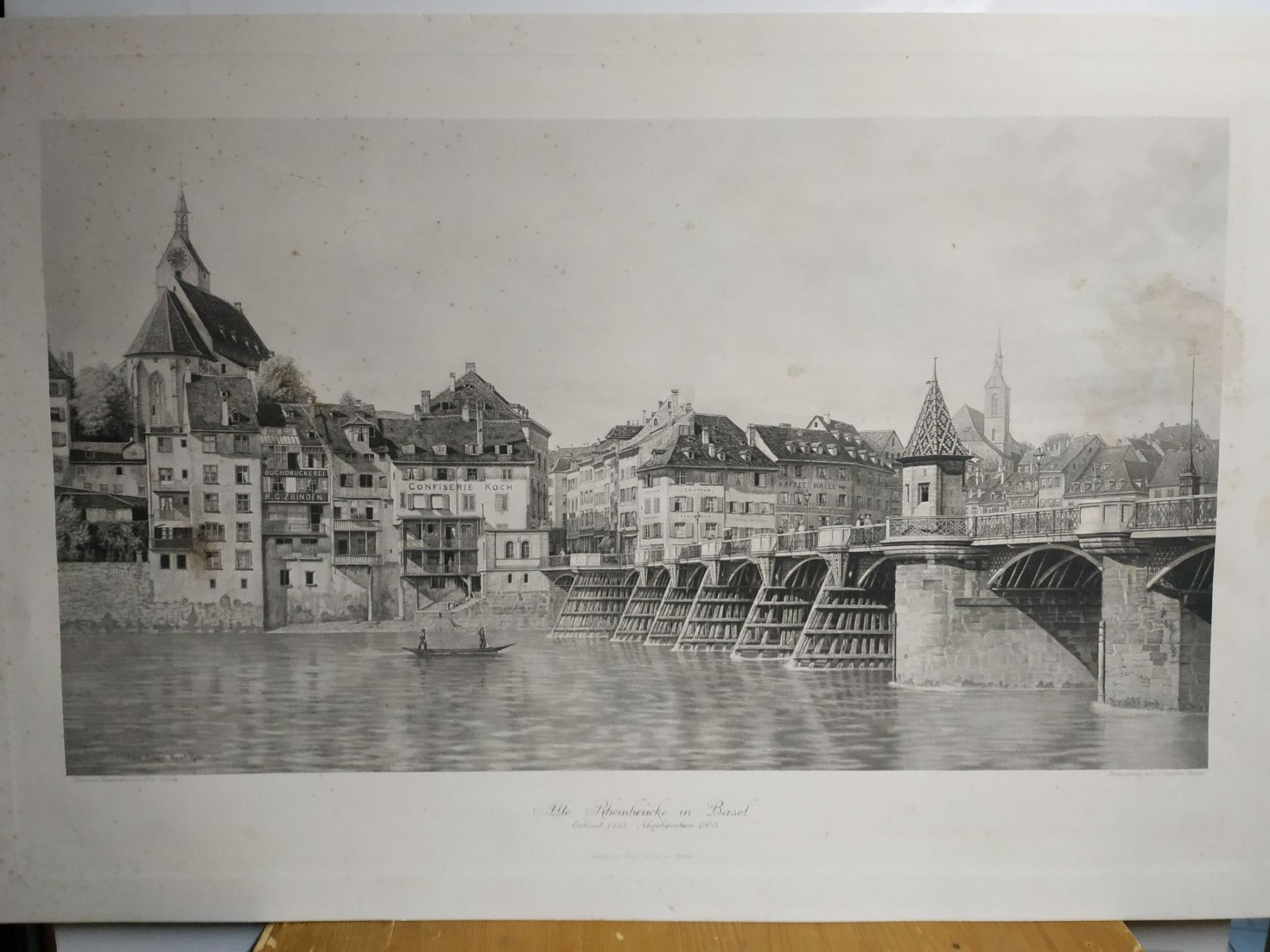 Incisioni: Basel - ""Alte Rheinbrücke in Basel" - 1903 – Usato da Sorengo venduto da 74in