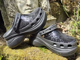 Schwarze Original Crocs mit Pailletten, Grösse 38, neuwertig