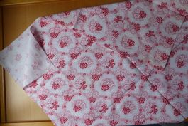 Antiker roter-weiss Blumenstoff BW - 54 x 63 cm