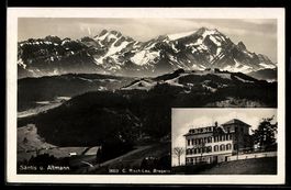 AK St. Anton b. Oberegg, Panorama mit Säntis u. Altmann, Kur