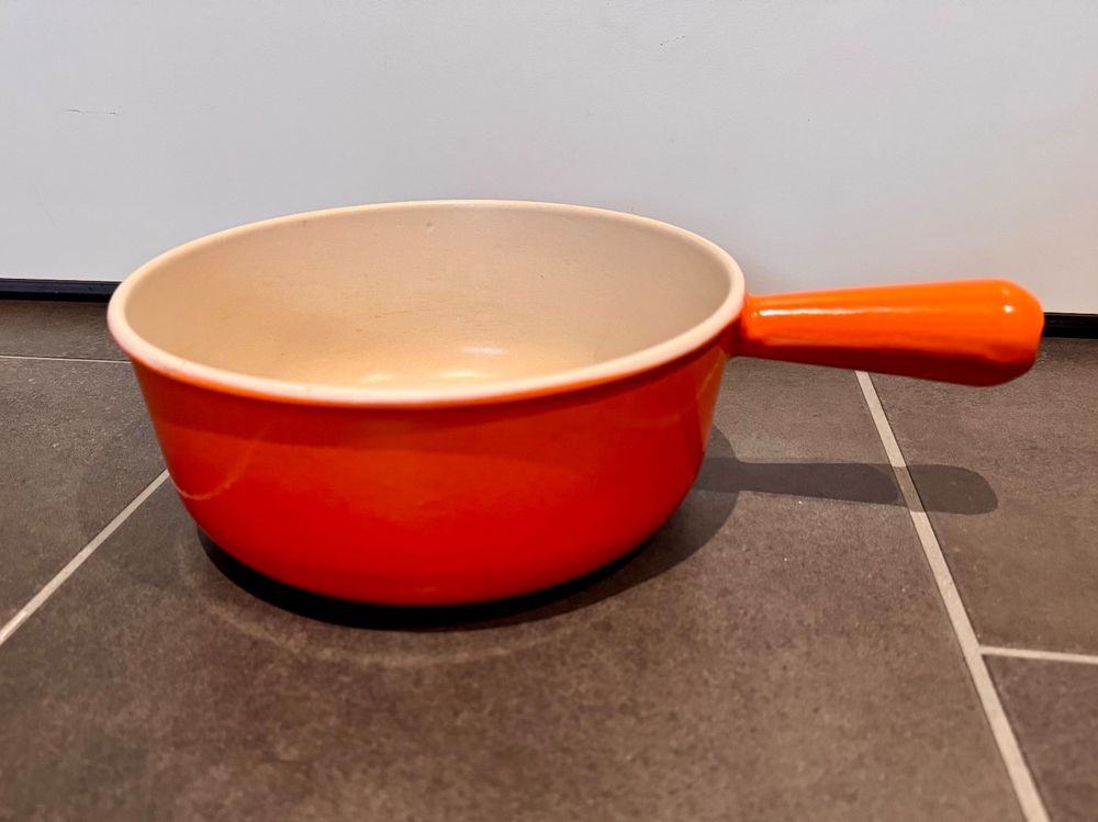 Caquelon Le Creuset in Orange Enamelled Cast Iron With Vintage