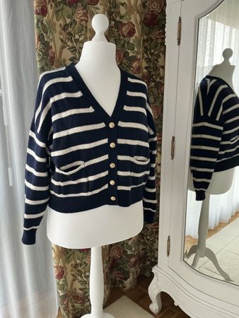 Zara Cardigan Damen Grösse M gestreift blau weiss
