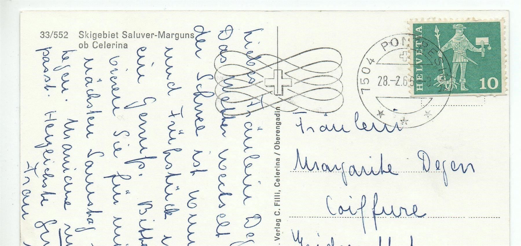Cartoline postali: CELERINA Skigebiet Saluver-Marguns – Usato da Jona venduto da philajona 1