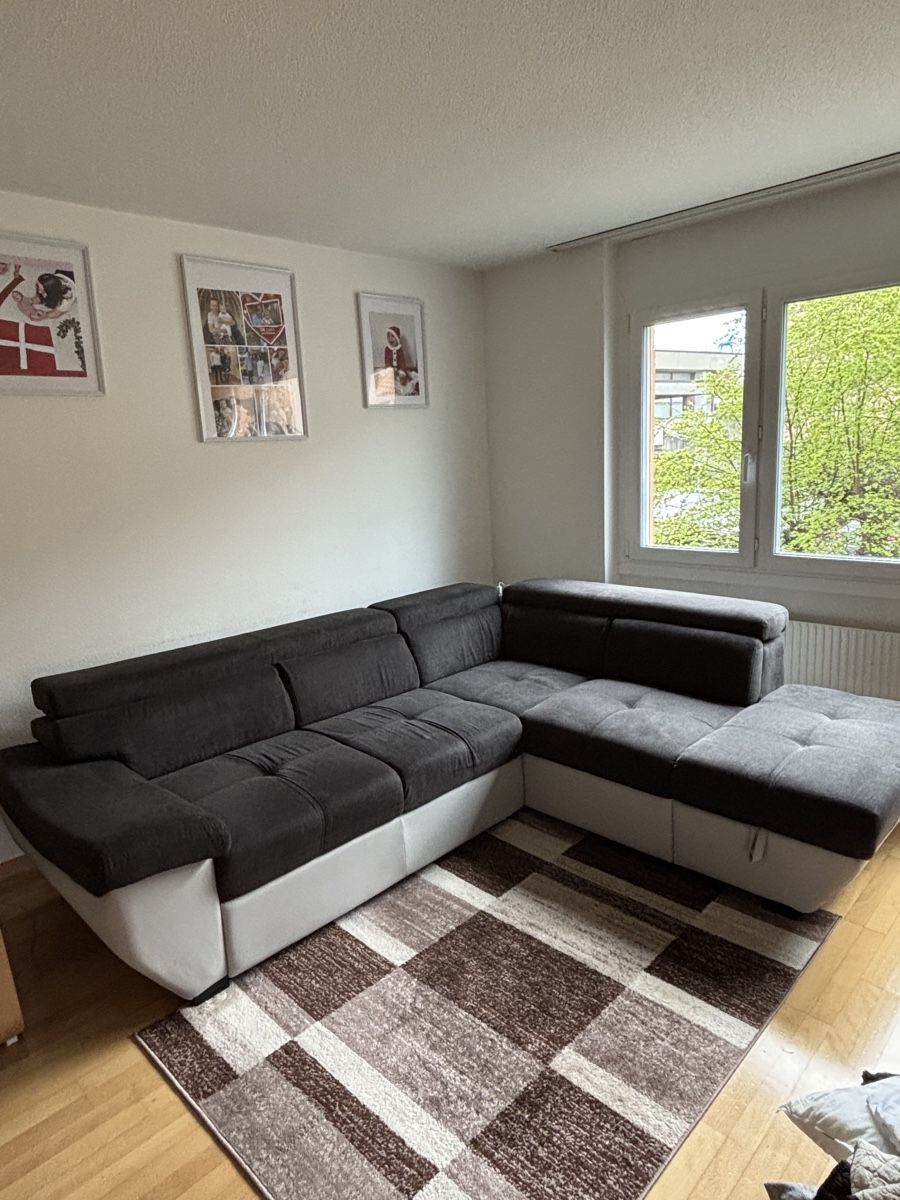 Conforama Divani: Ecksofa mit Schlaffunktion und Bettkasten dunkelgrau – Usato da Dübendorf venduto da dij_5fxx