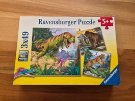 Ravensburger Puzzle 3x49 Dino Tiger Mammut, 5 Jahre
