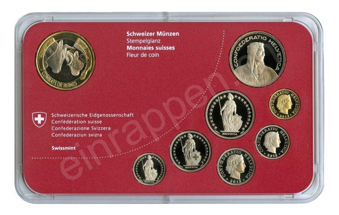 Tutti le monete: SET de monnaie suisse de 2012 non circulé FDC – Nuovo e nell'imballaggio originale da Fribourg venduto da Kiki020