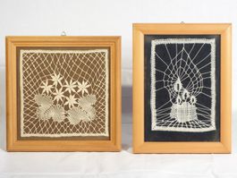 Handgemachte Spitzenbilder im Holzrahmen