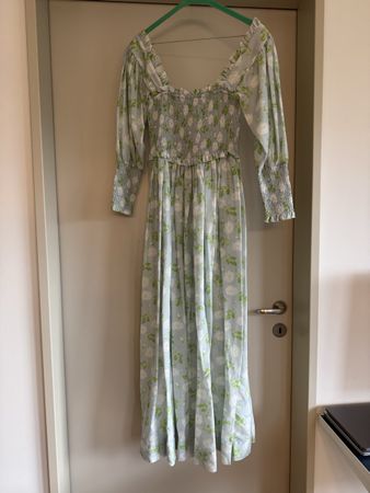 Ganni Dress Floral Print smocked Dress Size 34