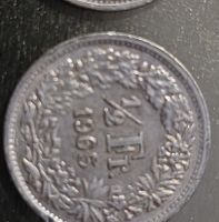 Schweizer Münze 1/2 Franken Jahrgang 1965 gebraucht