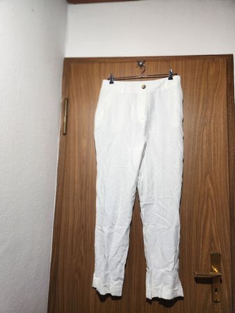 Pantalon lin  blanc Massimo Dutti été - Taille 40