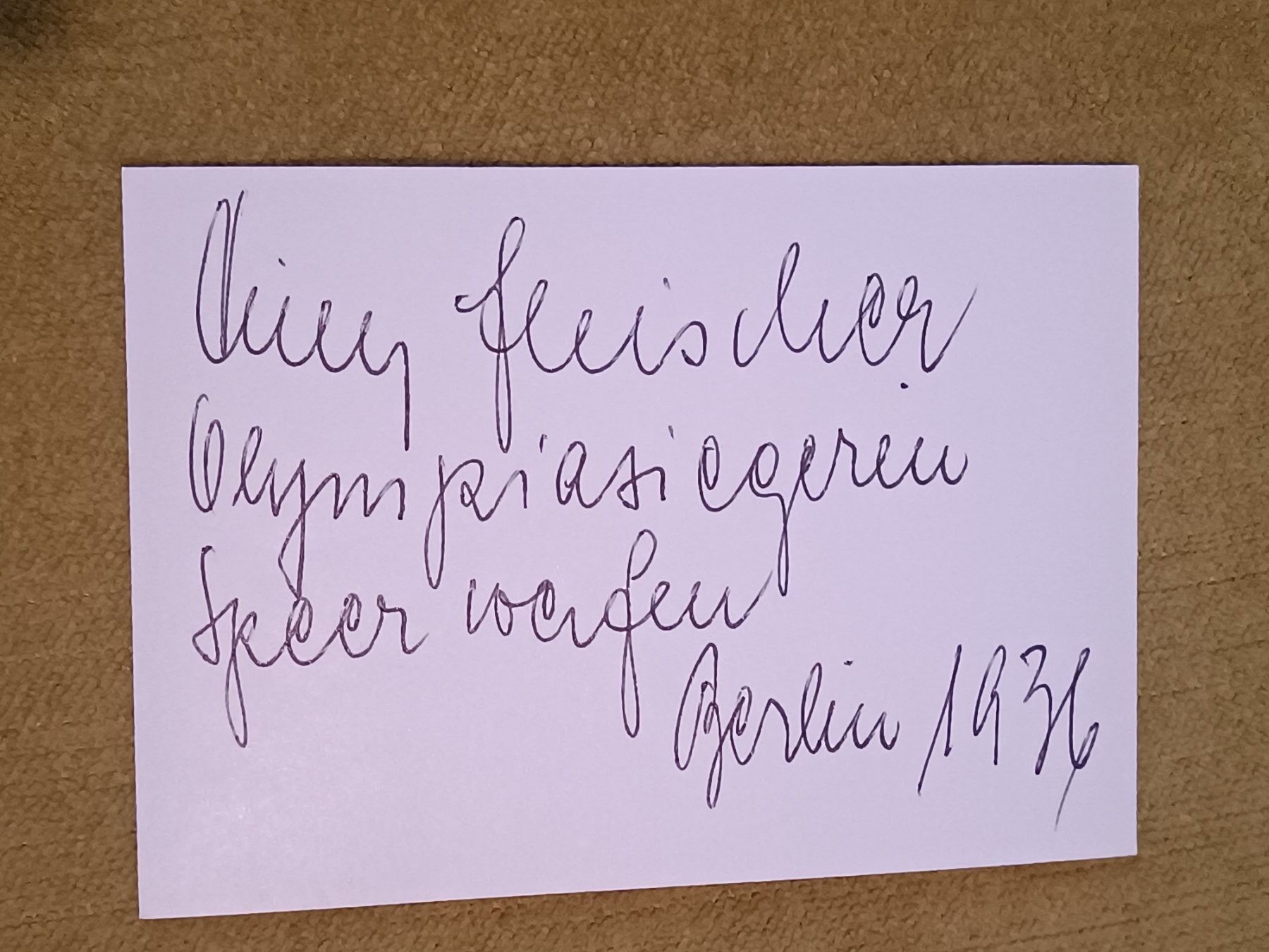 Autographes: Tilly Fleischer - Olympia Gold 1936 - handsignier – D'occasion à Menziken par Artographs