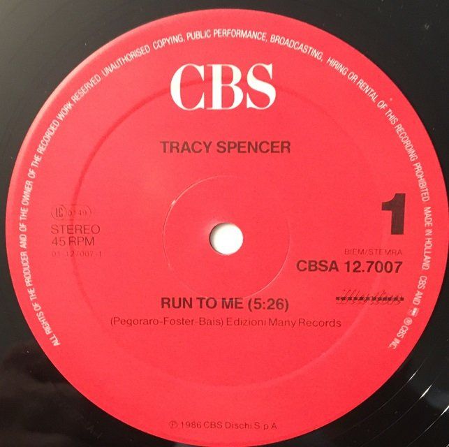 Vinyles: Tracy Spencer – Run to me – D'occasion à Grüningen par azulgrisvinyl 2