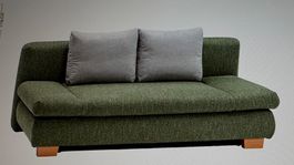 Bettsofa Stoff dunkelgrün Tweed