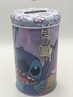 Spardose rund mit Schloss Disney Stitch Angel lila neu