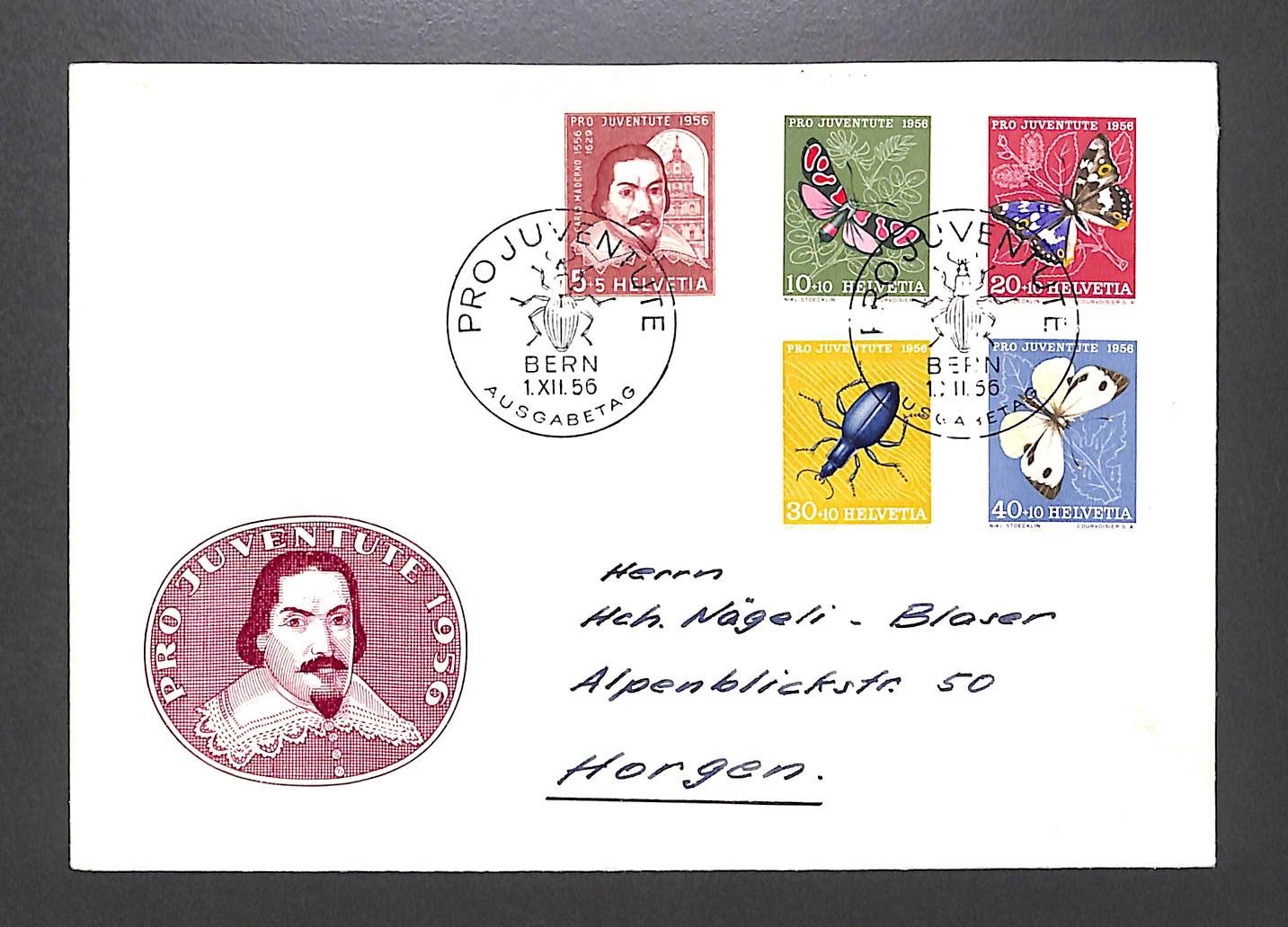 Alle Briefmarken: 1956 FDC Pro Juventute Ersttagsbrief - illustriert – Gebraucht aus Zürich von Nobs1