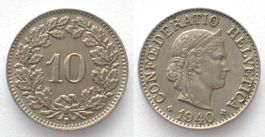 CH 10 Rappen 1940 fast unz!