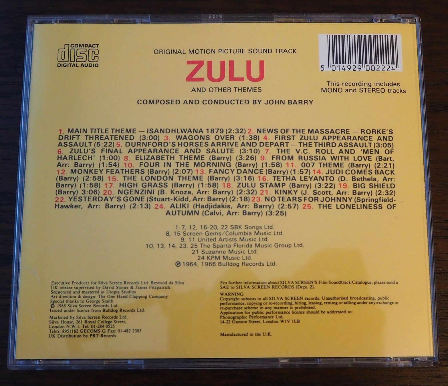 CD: Zulu / John Barry / Soundtrack – Usato da Chur venduto da dluli 1