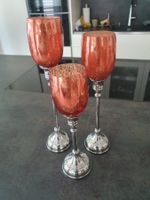 Kerzenhalter Glas Metall orange 3er Set guter Zustand