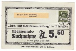 Entier postal privé au départ de Munsingen le 2.III.20