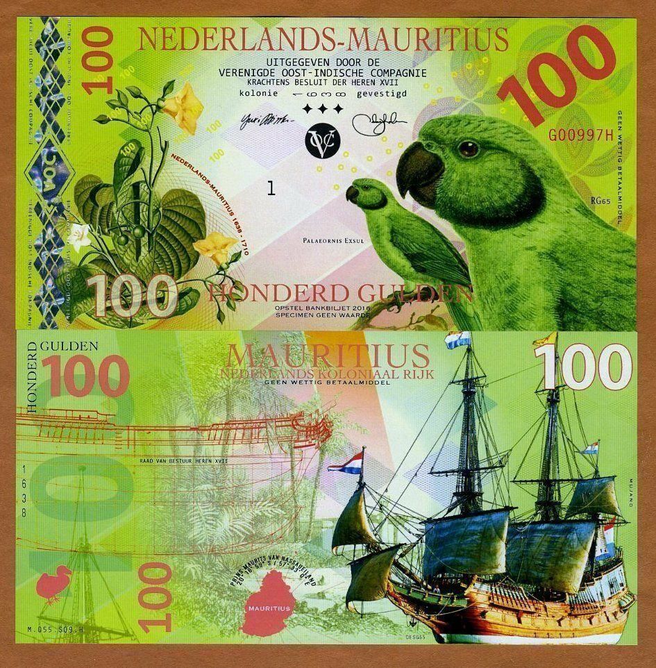 Netherlands Mauritius 100 Gulden 2016 UNZ Serie AA3312 (Neu (gemäss ...