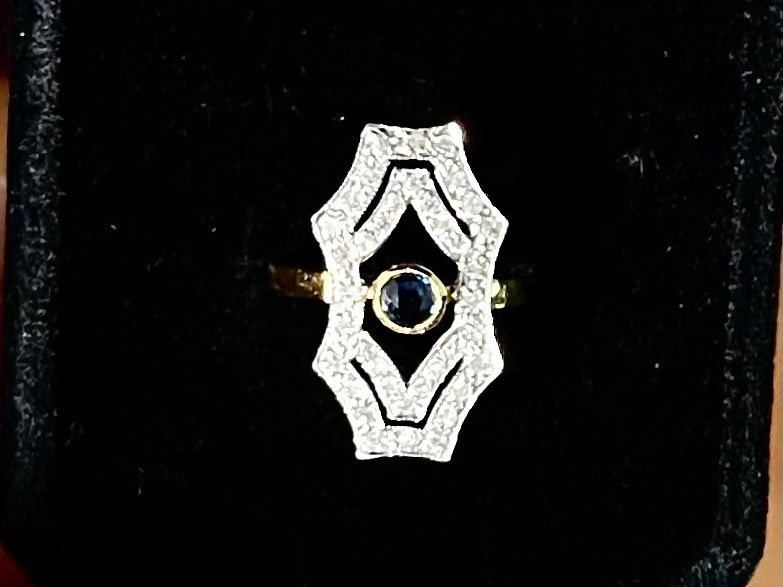 Anelli: 1438_Platinring-Saphir - Art-Deco – Usato da Bern venduto da simoneheim