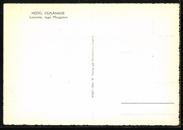 Cartoline postali: Locarno /Lago Maggiore, Hotel Esplanade – Usato da Berlin venduto da bartko-reher 1