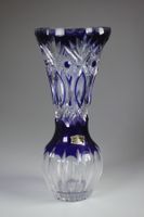 Bleikristall Vase Blau Handgeschliffen Böhmen